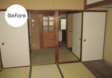 構造上撤去出来ない柱はアクセントとして使用